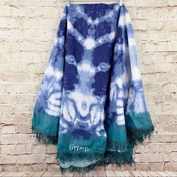 Gypsy 05 beach roundie tie dye fringe blanket - Picture 2 of 5